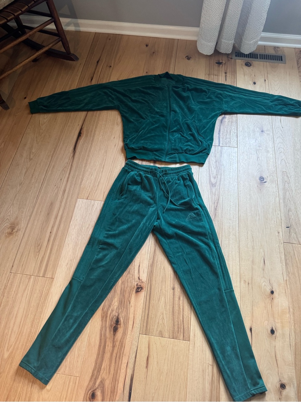adidas Dark Green Velour Men's Two-Piece Set